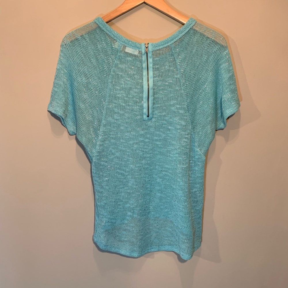Aqua Blue Cato Short Sleeve Knit Top